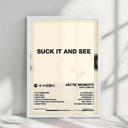 Arctic Monkeys "Suck It and See" Album Cover Poster - with Complete Tracklist