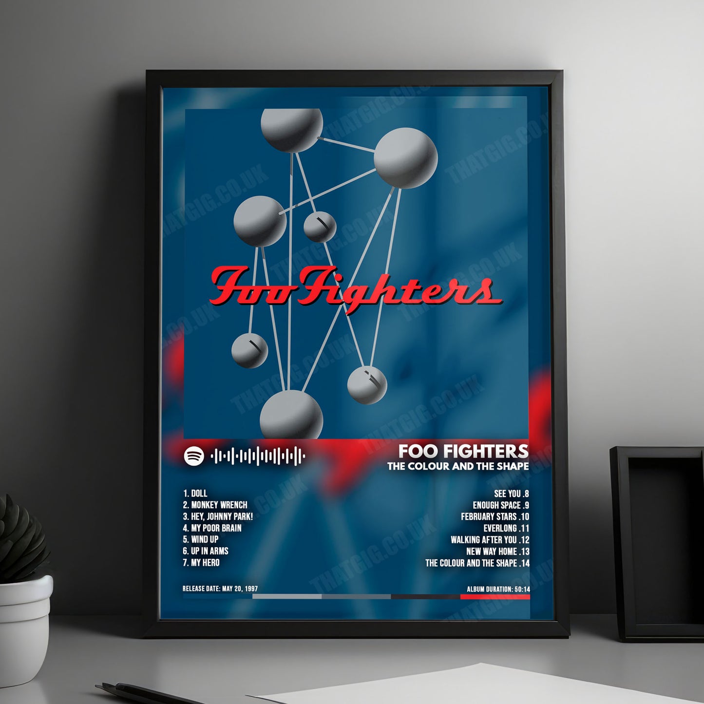 Foo Fighters "The Colour and the Shape" Album Cover Poster - with Complete Tracklist