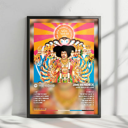 Jimi Hendrix "Axis: Bold as Love" Album Cover Poster - with Complete Tracklist