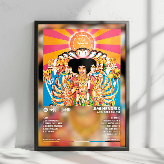 Jimi Hendrix "Axis: Bold as Love" Album Cover Poster - with Complete Tracklist
