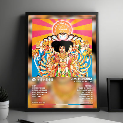 Jimi Hendrix "Axis: Bold as Love" Album Cover Poster - with Complete Tracklist