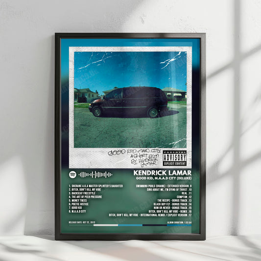 Kendrick Lamar "Good Kid, M.A.A.D City (Deluxe)" Album Cover Poster - with Complete Tracklist