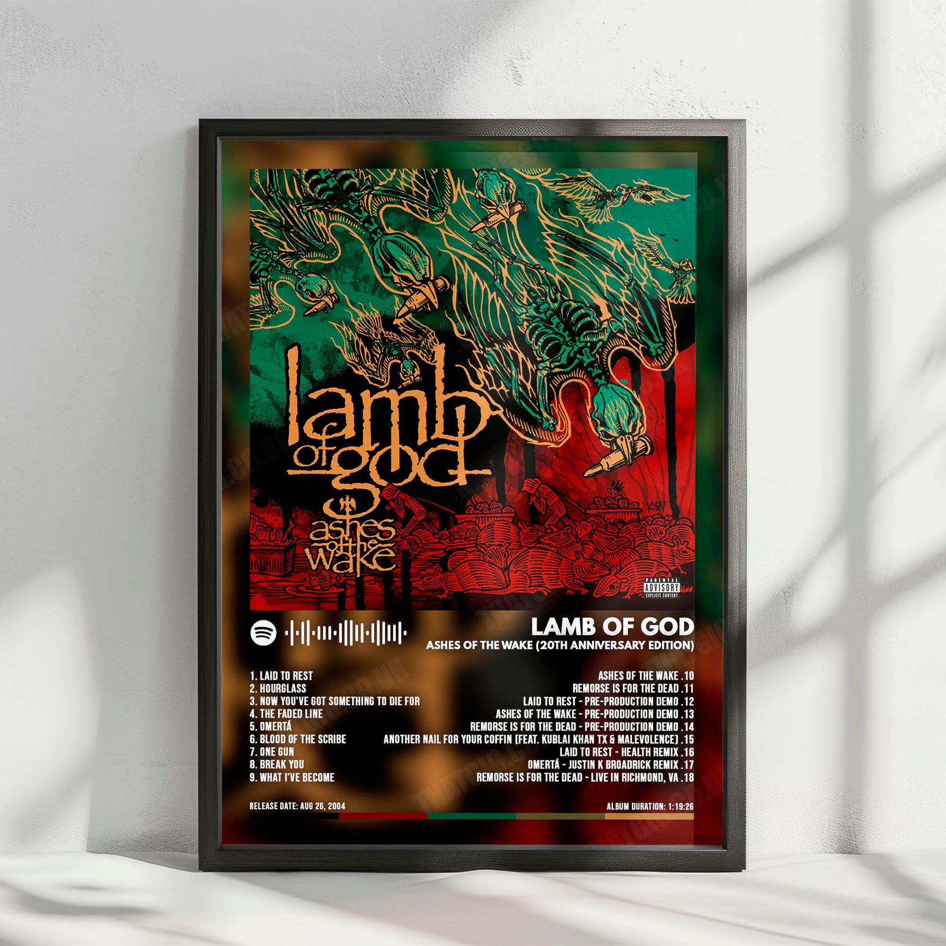Lamb of God "Ashes of the Wake " Album Cover Poster - with Complete Tracklist