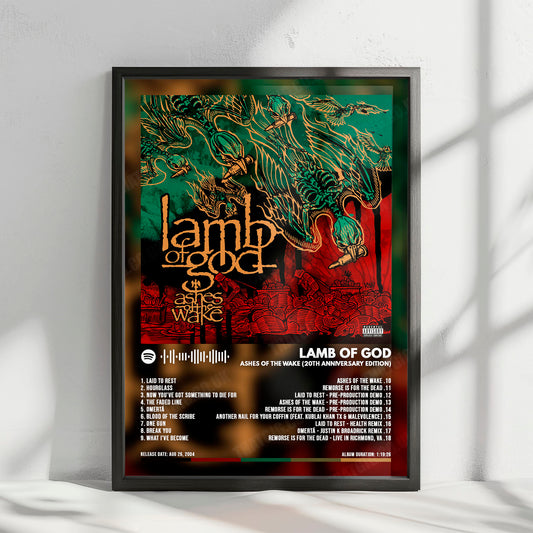 Lamb of God "Ashes of the Wake " Album Cover Poster - with Complete Tracklist