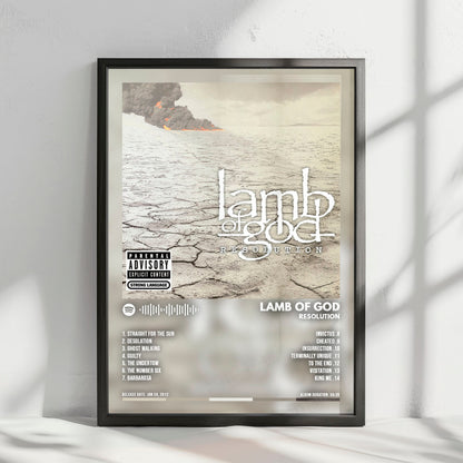 Lamb of God "Resolution " Album Cover Poster - with Complete Tracklist