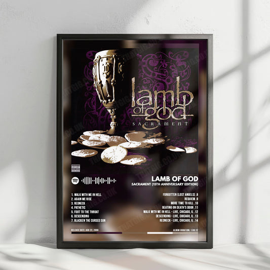 Lamb of God "Sacrament " Album Cover Poster - with Complete Tracklist