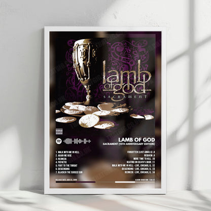 Lamb of God "Sacrament " Album Cover Poster - with Complete Tracklist