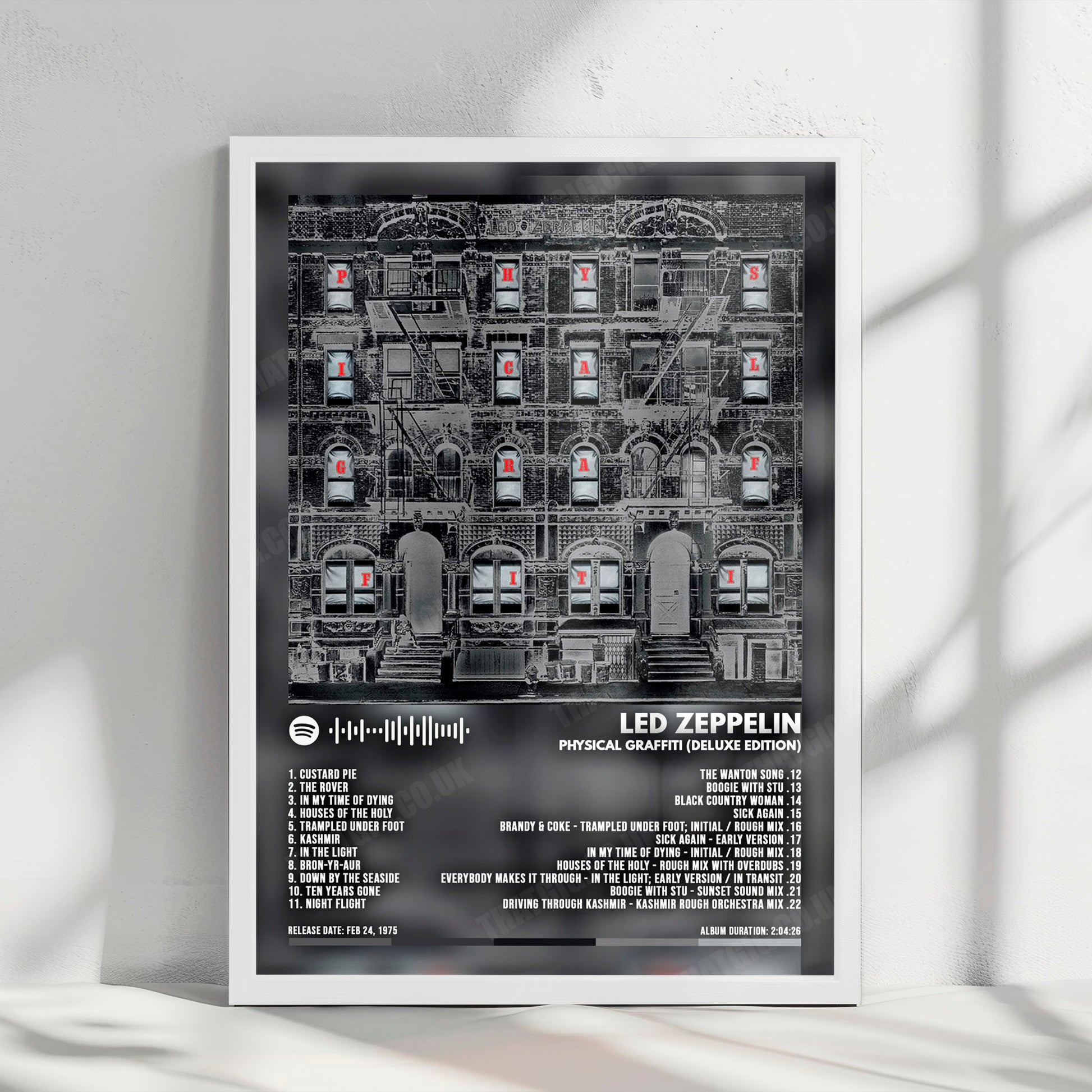 Led Zeppelin "Physical Graffiti" Album Cover Poster - with Complete Tracklist