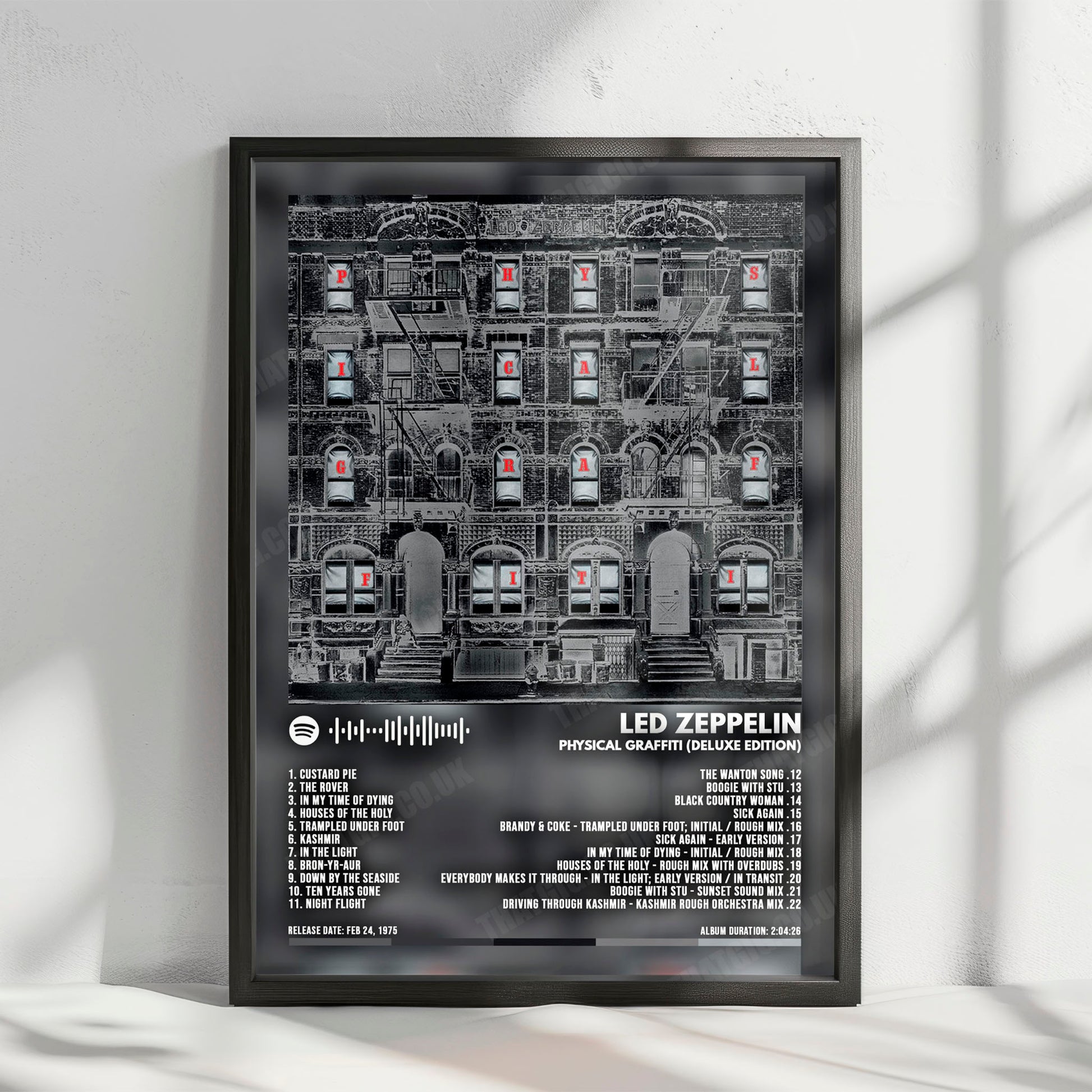 Led Zeppelin "Physical Graffiti" Album Cover Poster - with Complete Tracklist