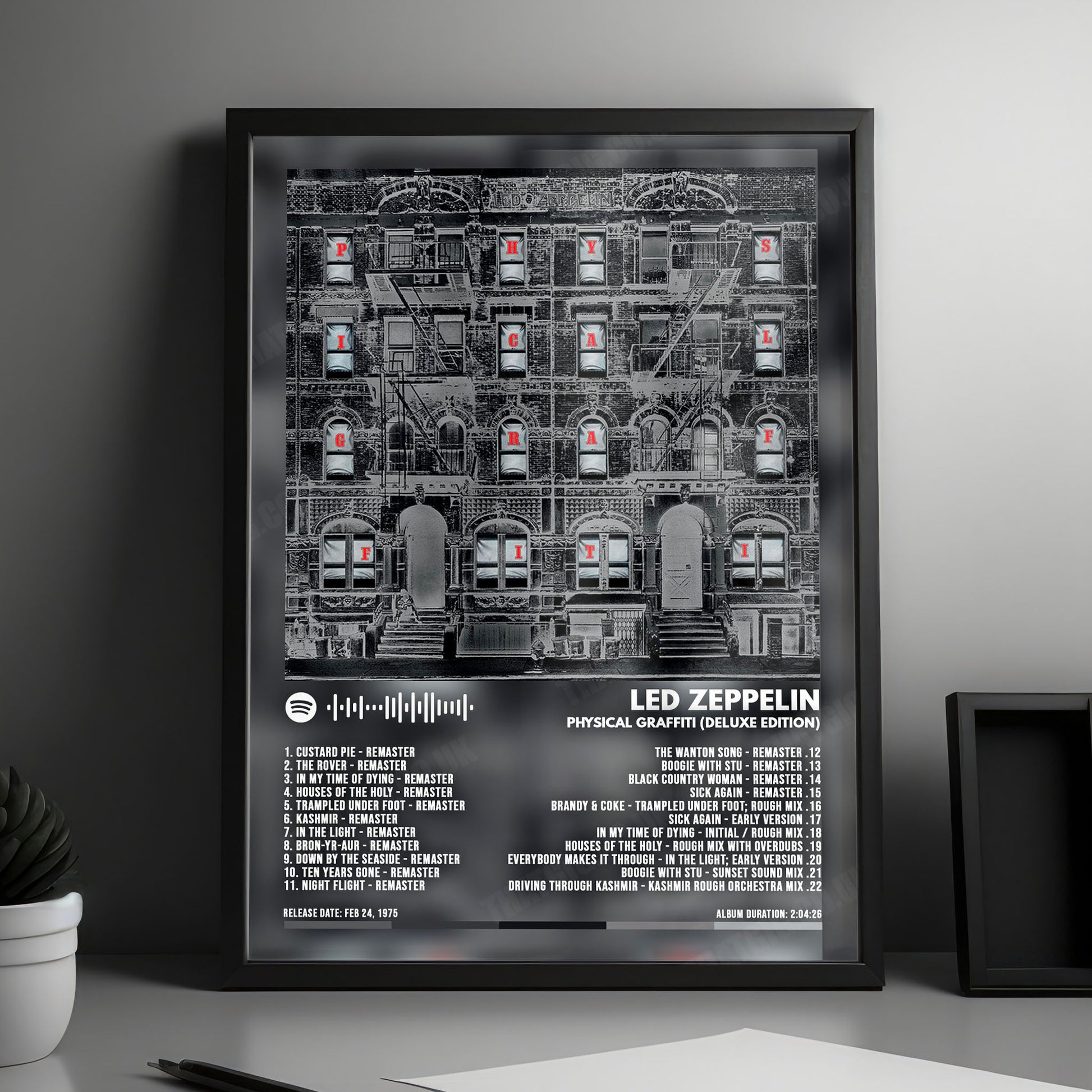 Led Zeppelin "Physical Graffiti" Album Cover Poster - with Complete Tracklist