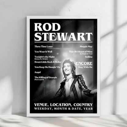 Rod Stewart Setlist Poster - Brighton Centre, Brighton, England - December 12th, 1978
