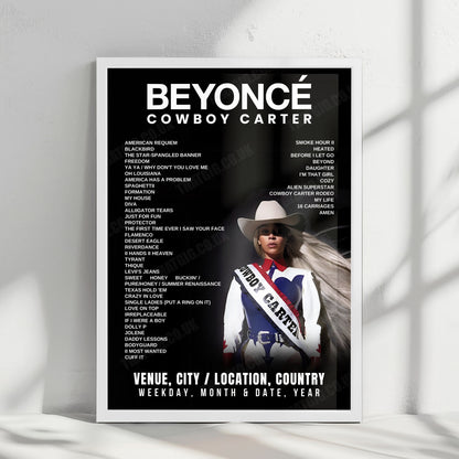 Beyoncé Setlist Poster - SoFi Stadium, Inglewood - May 9th, 2025