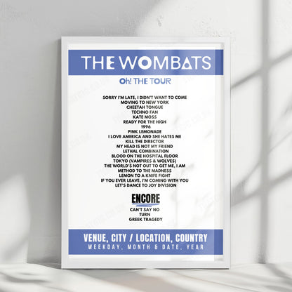 The Wombats Setlist Poster - Trentham Gardens, Stoke-on-Trent - May 29th, 2025
