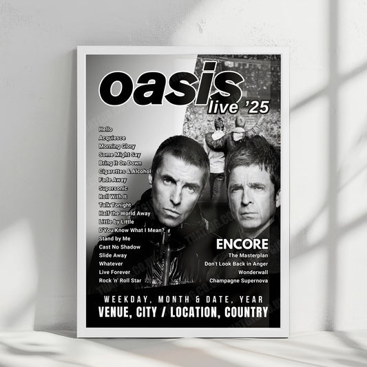 Oasis Setlist Poster - Principality Stadium, Cardiff - July 5th, 2025