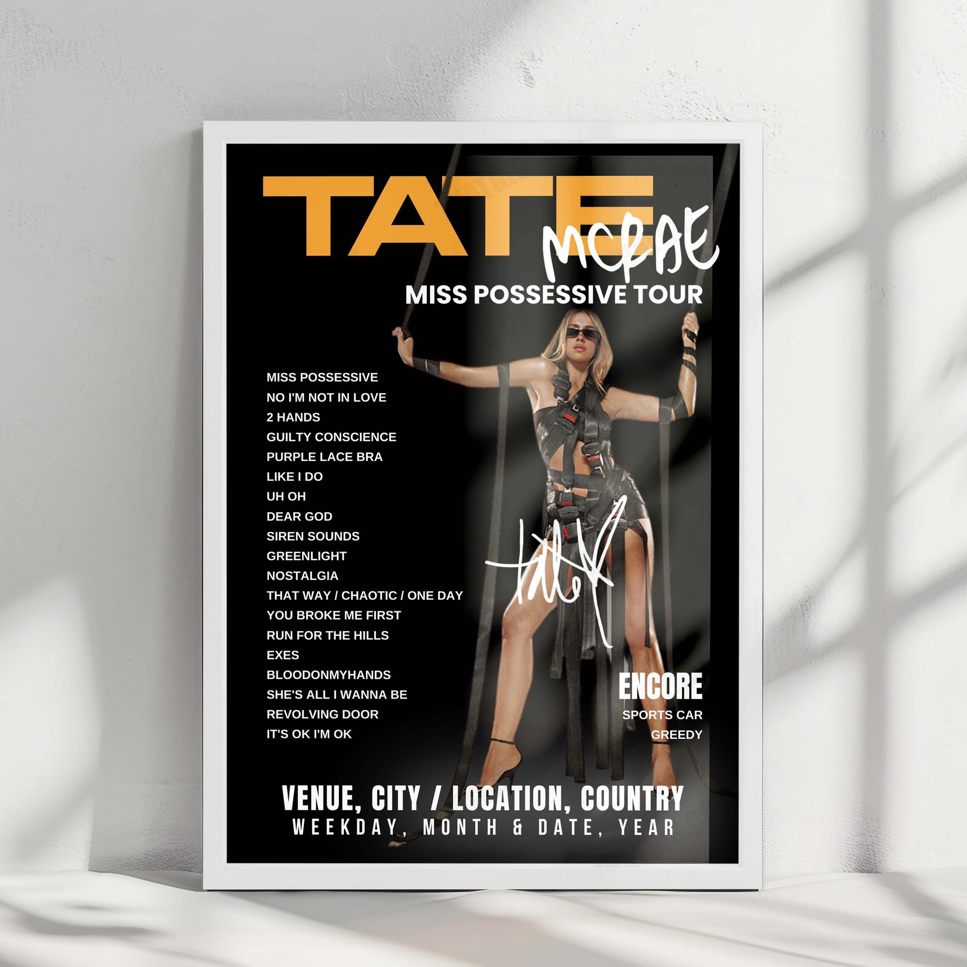 Tate McRae Setlist Poster - 3Arena, Dublin - May 17th, 2025