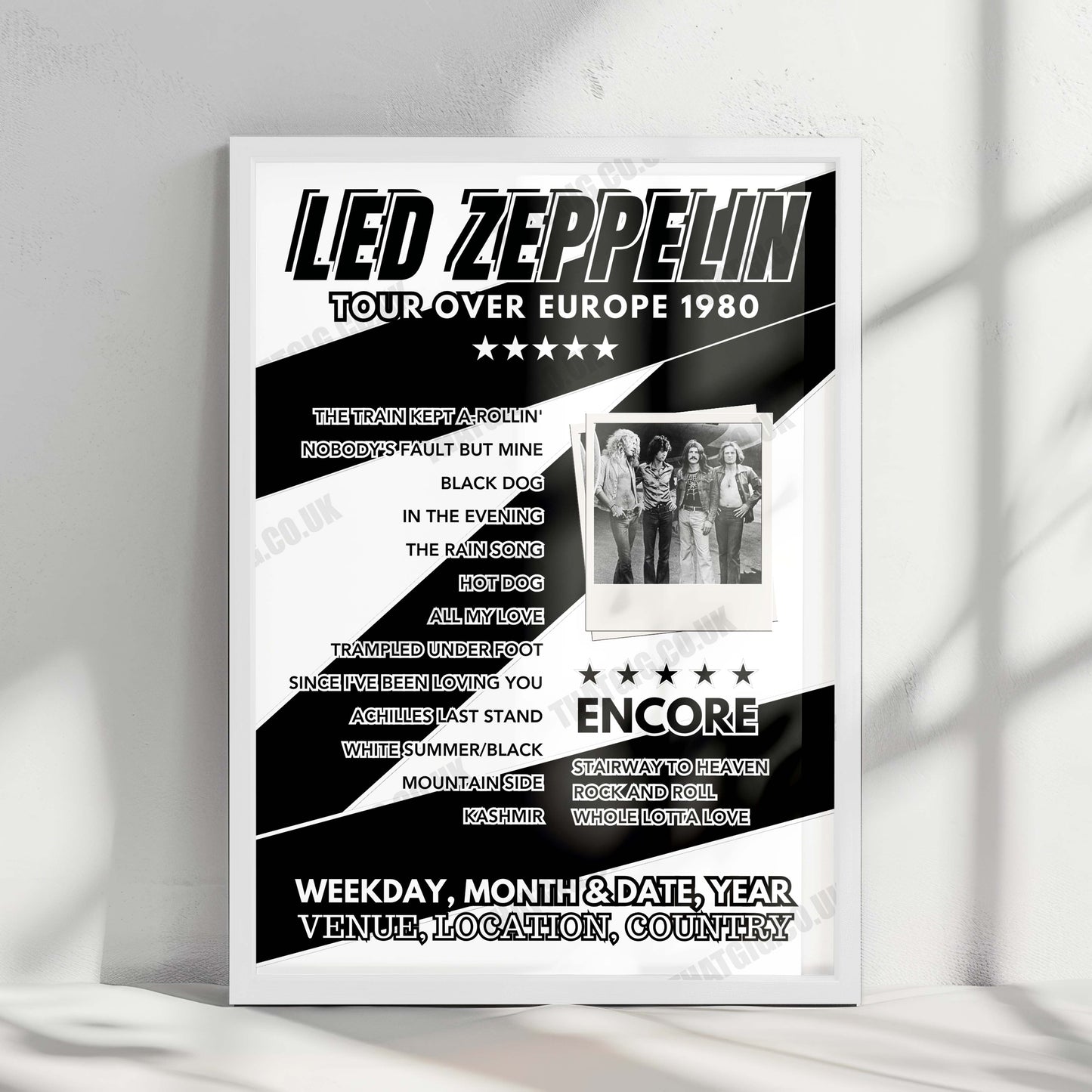 Led Zeppelin Setlist Poster - The Heath Hotel, Bewdley - April 28th, 1990