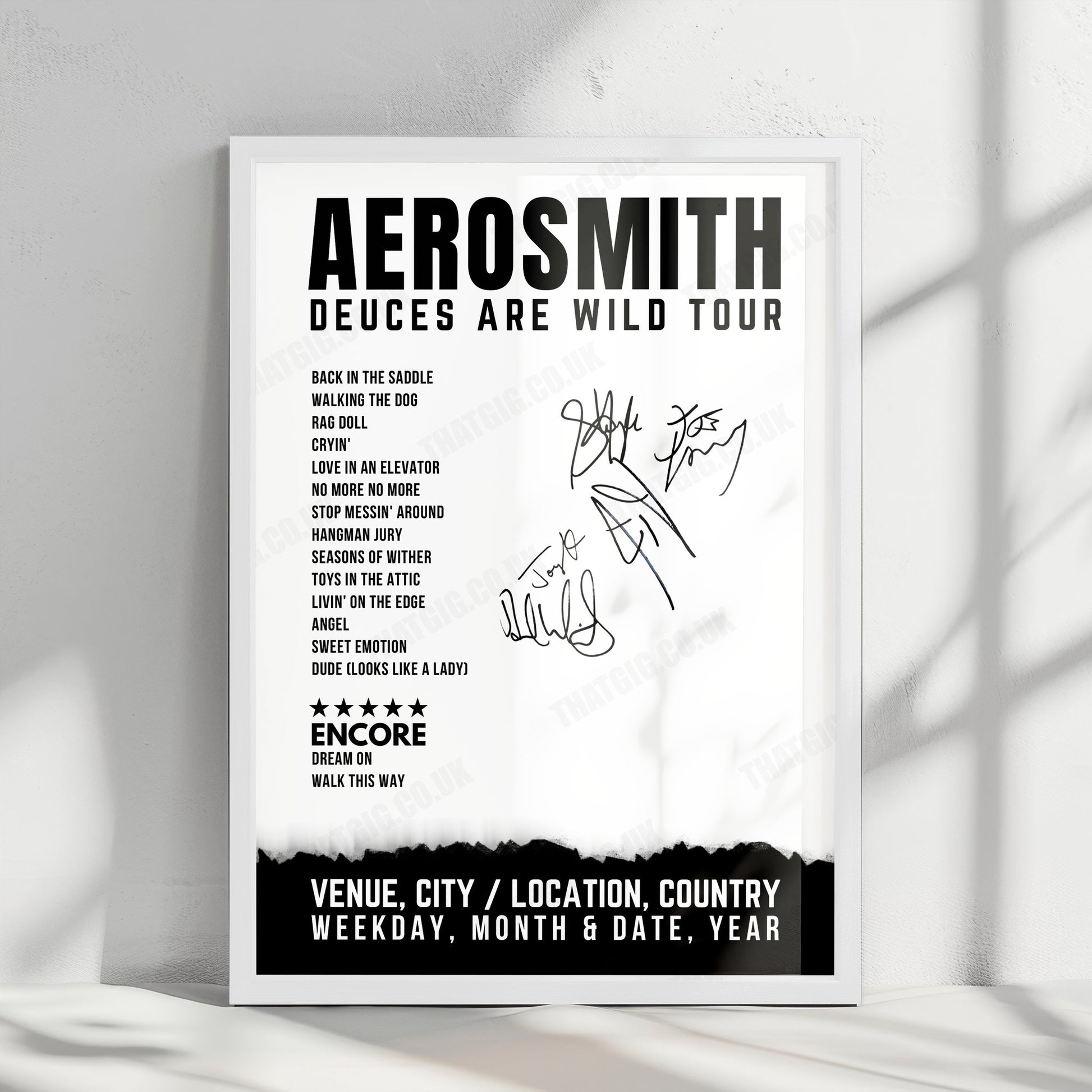 Aerosmith Setlist Poster - Borgata Event Center, Atlantic City - August 16th, 2019