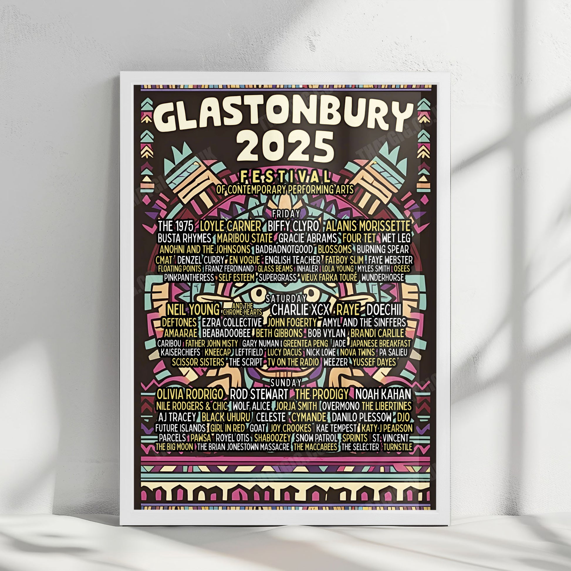 Glastonbury Festival Poster 2025 - 3-Day Line-up, Worthy Farm, Pilton