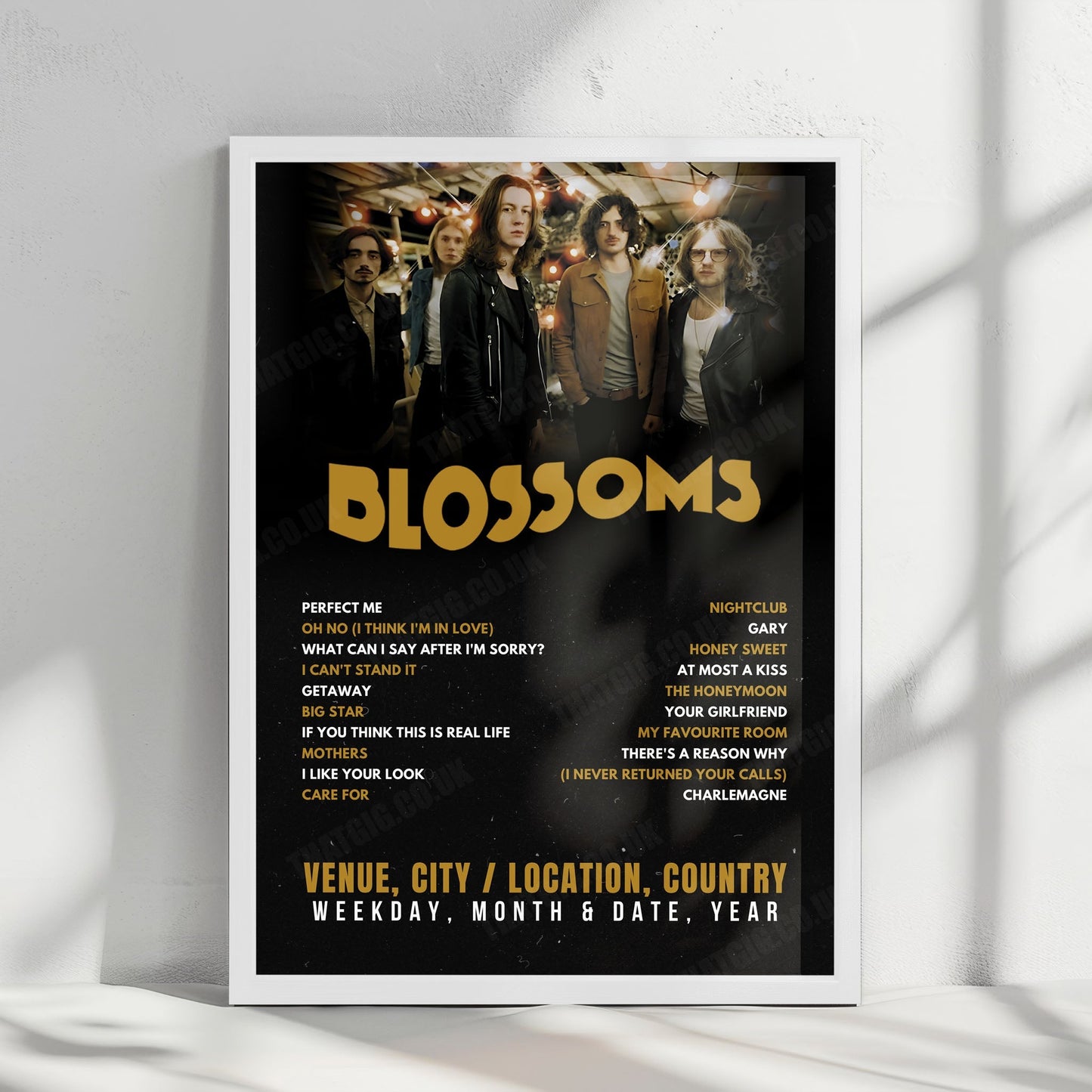 Blossoms Setlist Poster - O2 Apollo Manchester, Manchester - November 23rd, 2024