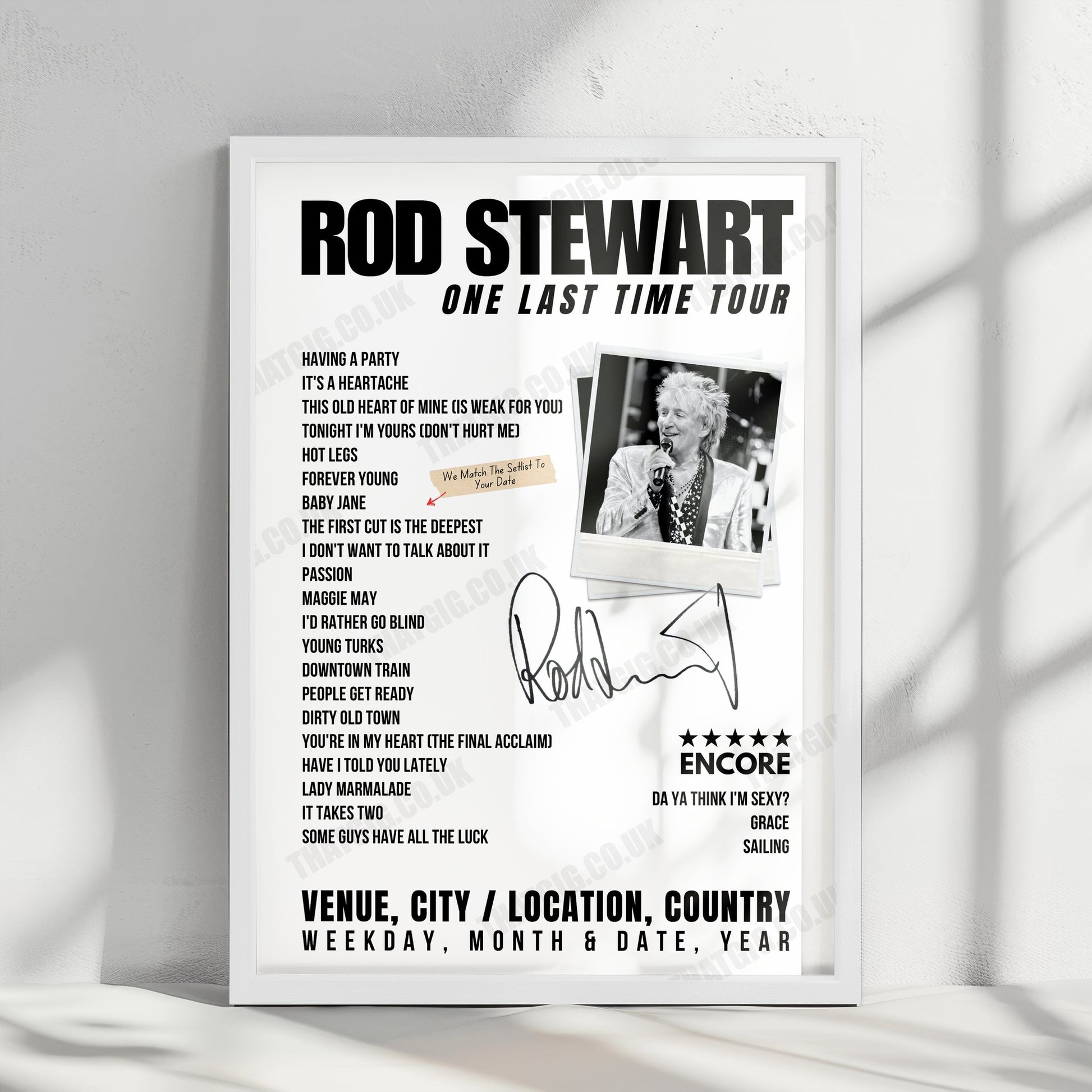 Rod Stewart Setlist Poster - Coliseum da Coruña A Coruña - December 15th, 2024