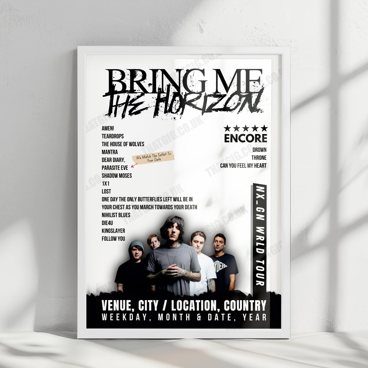 Bring Me the Horizon Setlist Poster - Flugplatz Interlaken, Matten bei Interlaken - June 13th, 2024