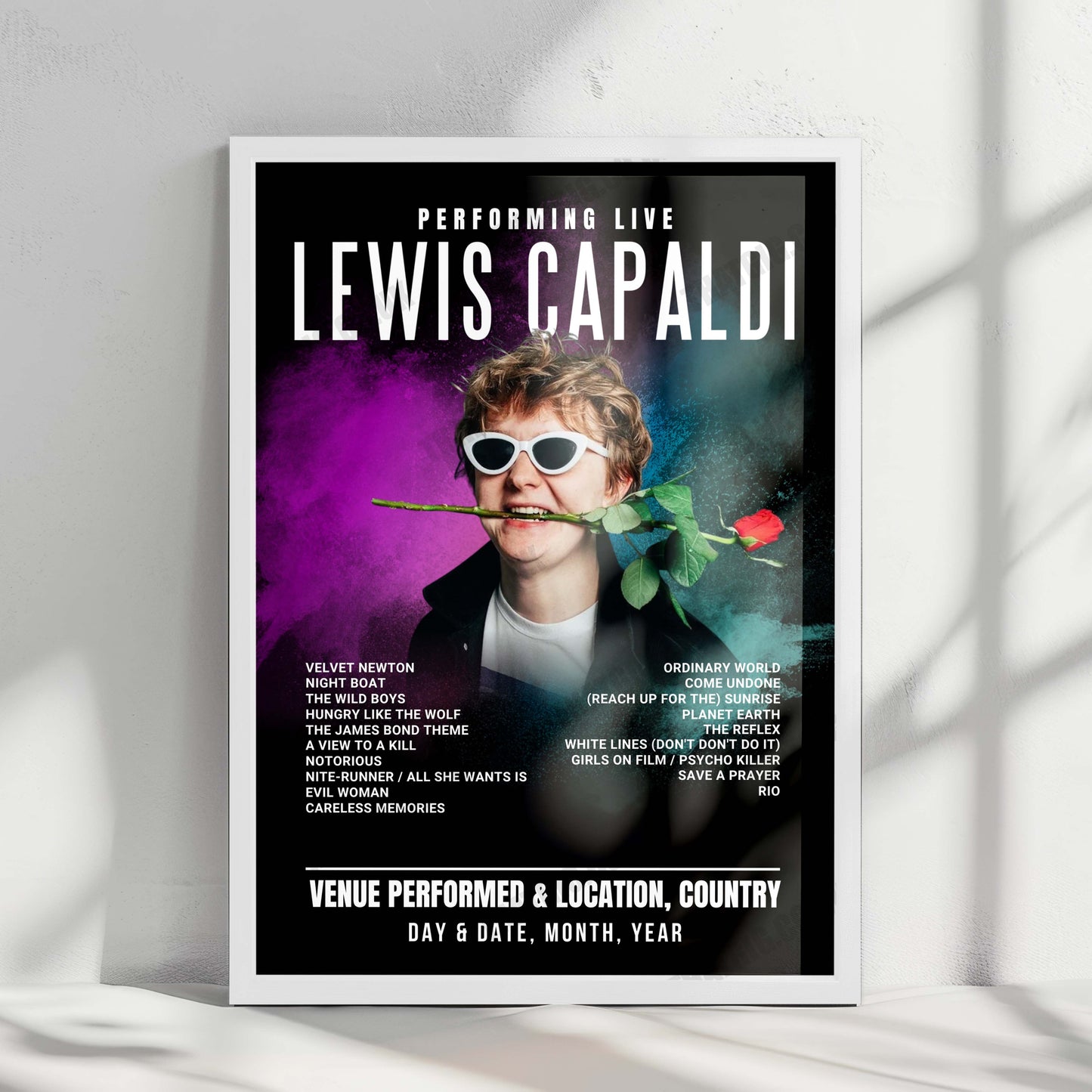 Lewis Capaldi Setlist Poster - Worthy Farm, Pilton - June 27th, 2025