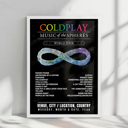 Coldplay Setlist Poster - PGE Narodowy, Warsaw - July 8th, 2022