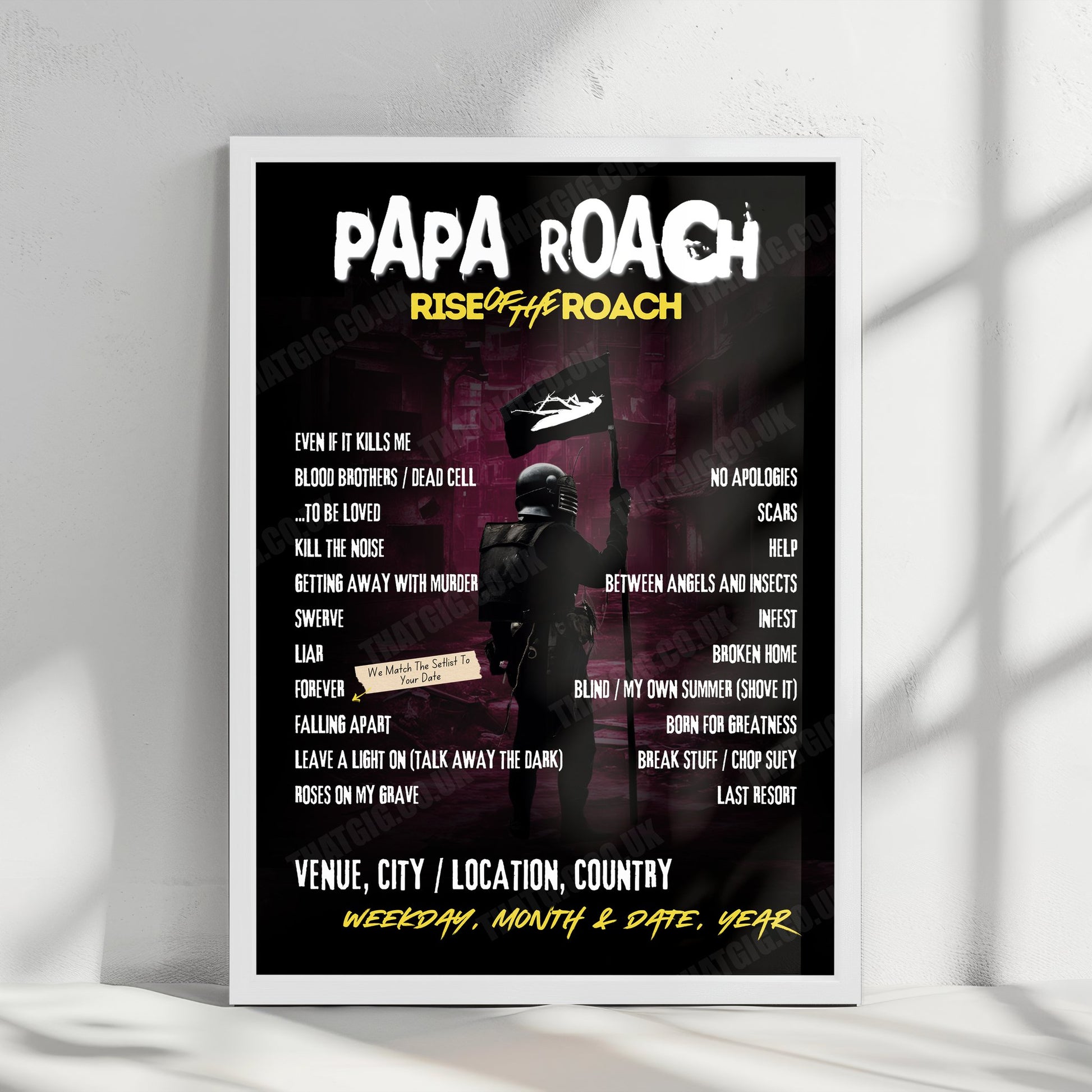 Papa Roach Setlist Poster - Jahrhunderthalle, Frankfurt, Germany - January 23rd, 2025