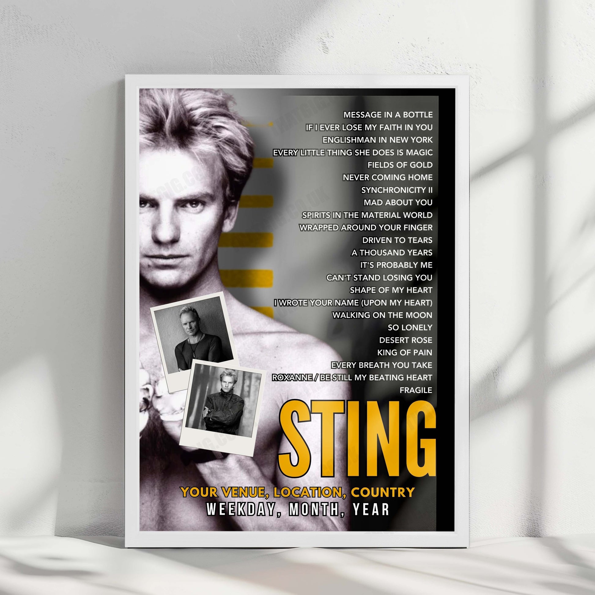Sting Setlist Poster - Cardiff Castle, Cardiff - June 28th, 2025