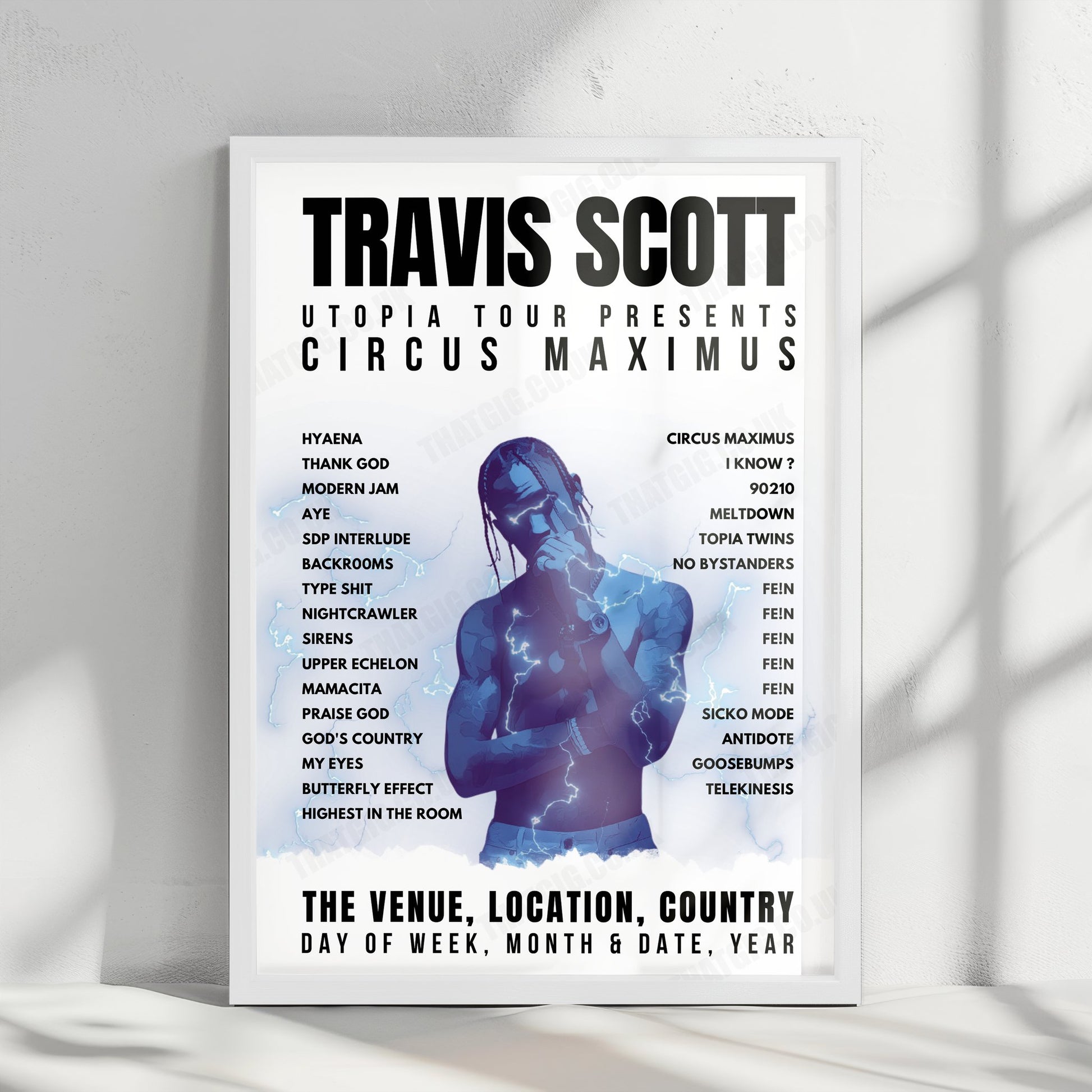 Travis Scott Setlist Poster - Centre Bell, Montreal - January 9th, 2024