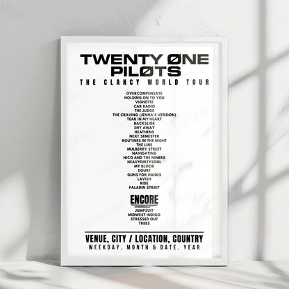 twenty one pilots Setlist Poster - The O2 Arena, London - May 13th, 2025