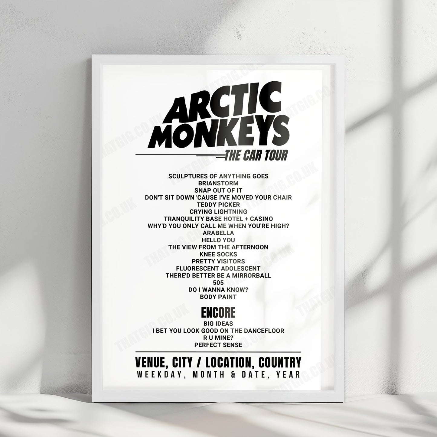 Arctic Monkeys Setlist Poster - Festival Site, Glenworth Valley - December 29th, 2022