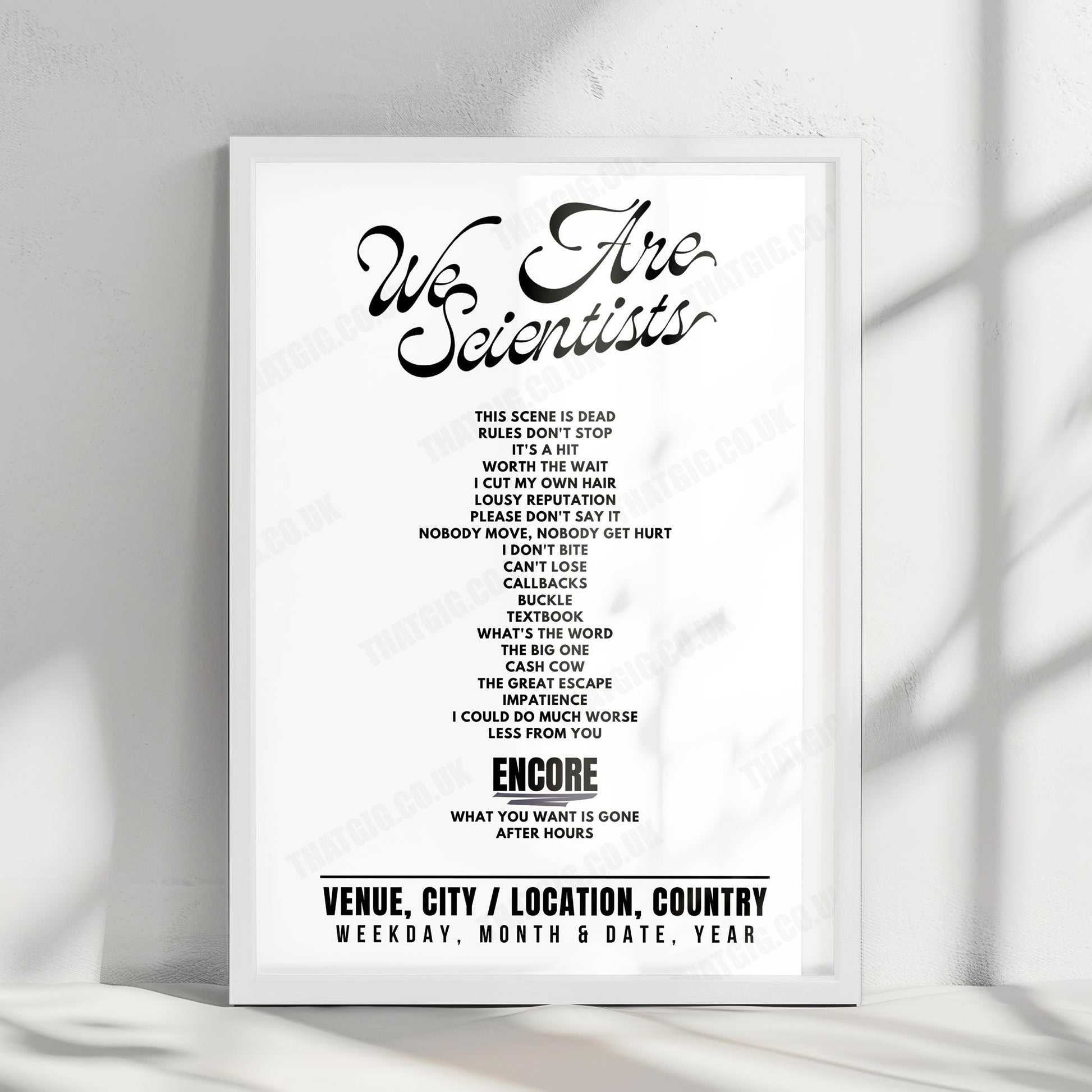 We Are Scientists Setlist Poster - O2 Institute2, Birmingham - June 1st, 2025