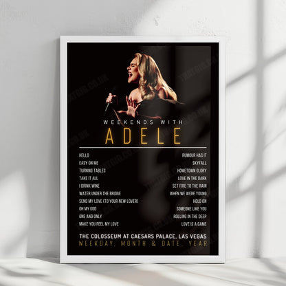 Adele Setlist Poster - The Colosseum at Caesars Palace, Las Vegas - December 23rd, 2022