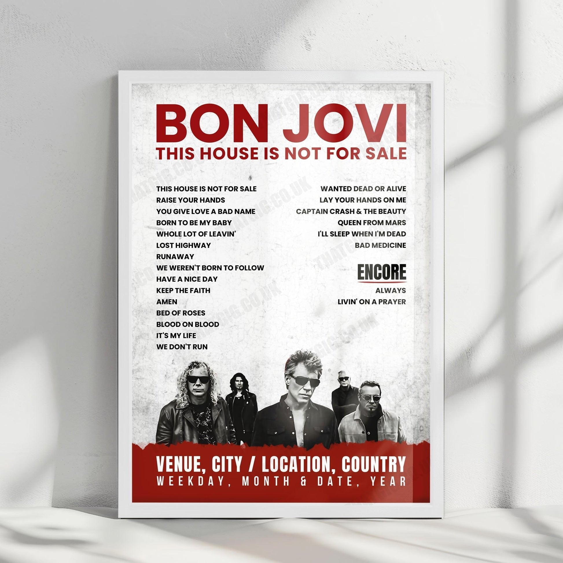 Bon Jovi Setlist Poster - RDS Arena, Dublin - June 16th, 2019
