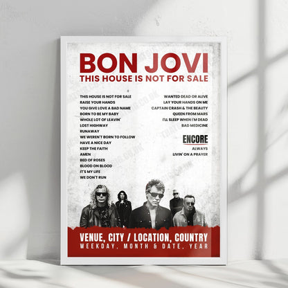 Bon Jovi Setlist Poster - RDS Arena, Dublin - June 16th, 2019