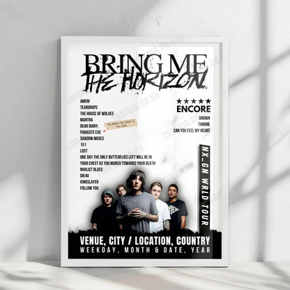 Bring Me the Horizon Setlist Poster - Budapest Park, Budapest - June 17th, 2024
