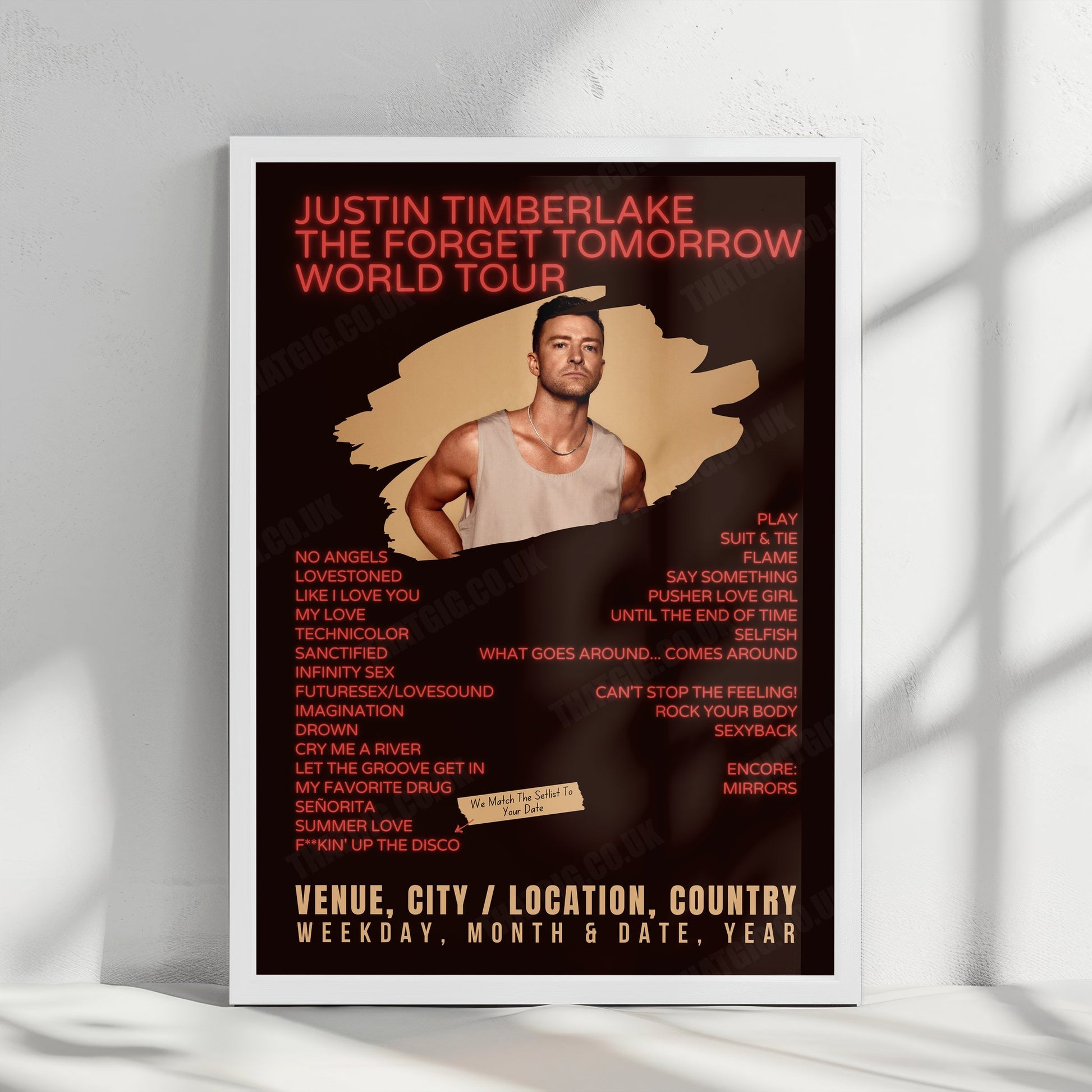 Justin Timberlake Setlist Poster - Co-op Live, Manchester, England - August 8th, 2024