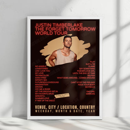 Justin Timberlake Setlist Poster - Co-op Live, Manchester, England - August 8th, 2024