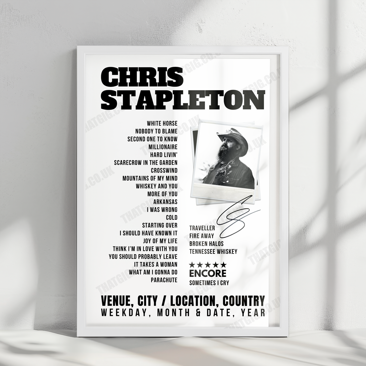 Chris Stapleton Setlist Poster - Highland Festival Grounds at the Kentucky Expo Center, Louisville - September 18th, 2022