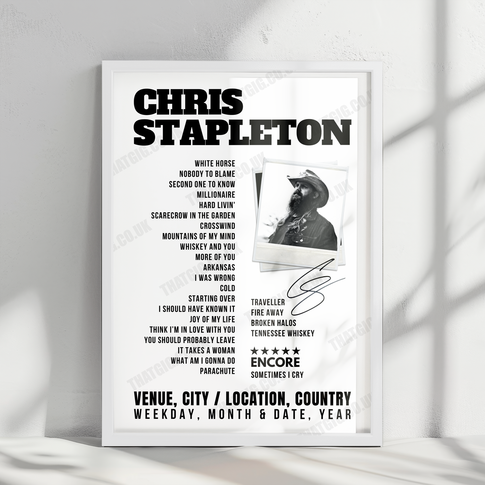 Chris Stapleton Setlist Poster - Highland Festival Grounds at the Kentucky Expo Center, Louisville - September 18th, 2022