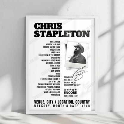 Chris Stapleton Setlist Poster - Highland Festival Grounds at the Kentucky Expo Center, Louisville - September 18th, 2022