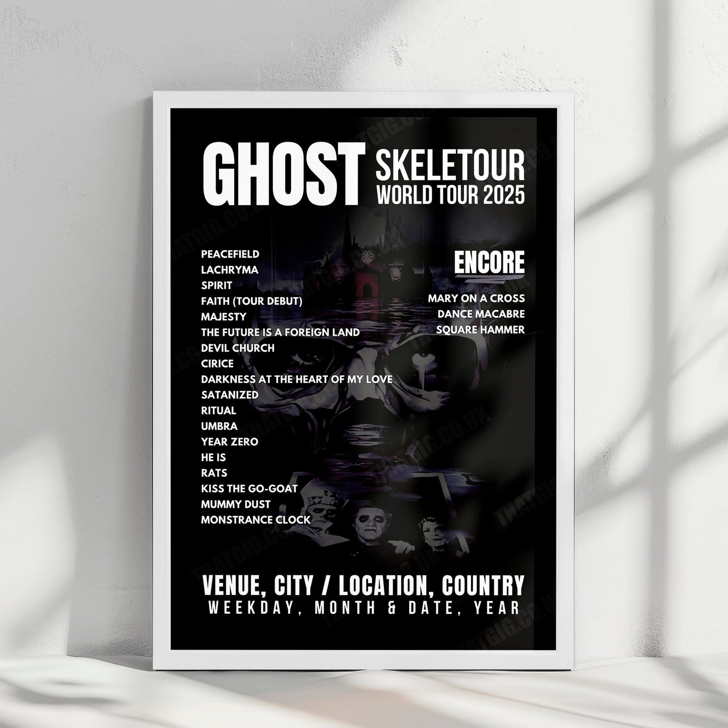 Ghost Setlist Poster - Ziggo Dome, Amsterdam - May 8th, 2025