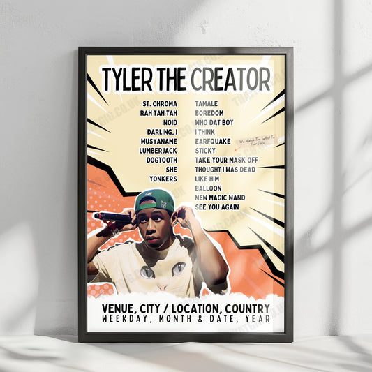 Tyler, The Creator Setlist Poster - The O2 Arena, London - May 22nd, 2025
