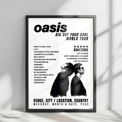 Oasis Setlist Poster - Heaton Park, Manchester - June 4th, 2009