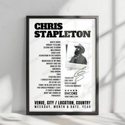 Chris Stapleton Setlist Poster - RV Inn Style Resorts Amphitheater, Ridgefield - July 26th, 2024