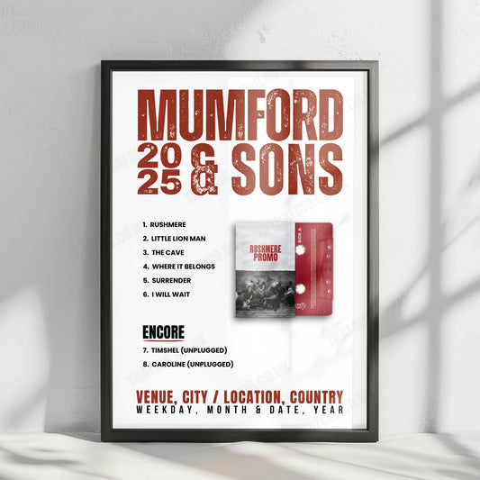 Mumford & Sons Setlist Poster - The Marble Factory, Bristol - March 31st, 2025