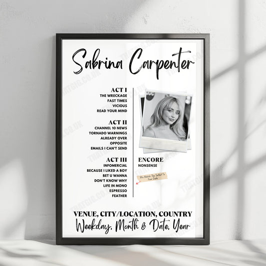 Sabrina Carpenter Setlist Poster - Crypto.com Arena, Los Angeles, CA, USA - November 15th, 2024