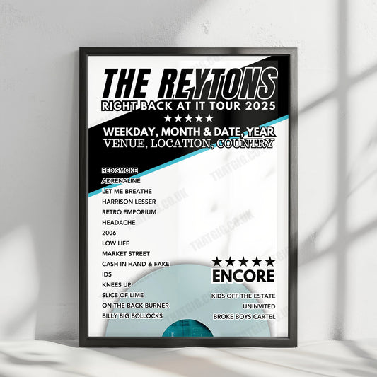 The Reytons Setlist Poster - Lion Arts Factory, Adelaide - October 1st, 2024