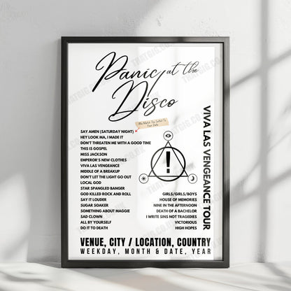 Panic! at the Disco Setlist Poster - The O2 Arena, London - March 7th, 2023